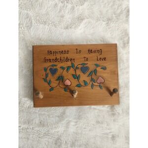 Vintage Wooden Handmade Sign "Happiness Is Having Grandchildren To Love" Hanging